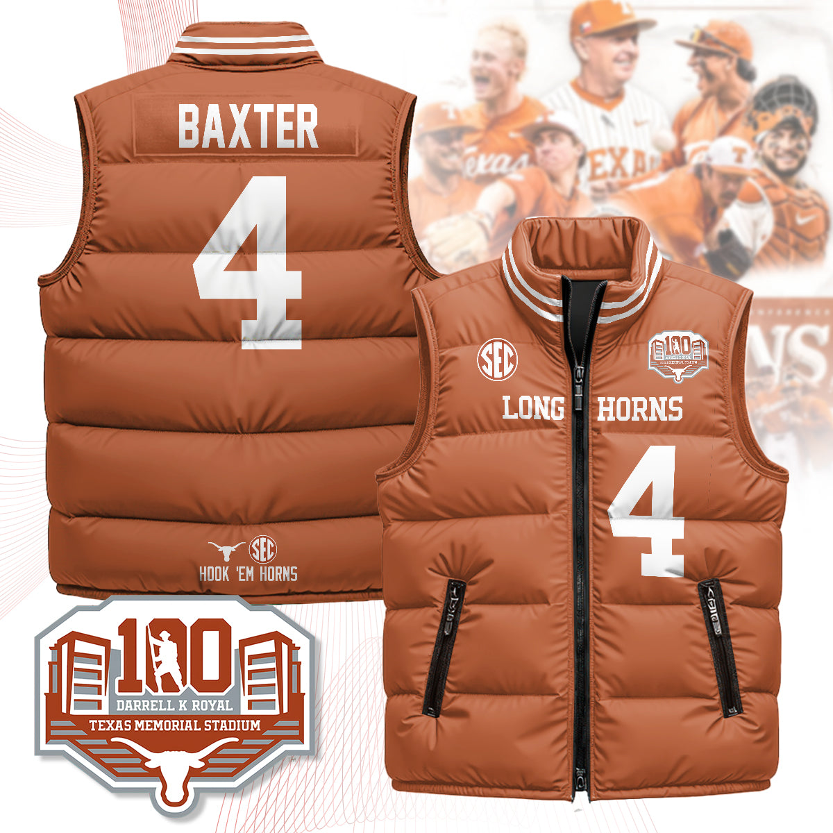 Texas Longhorns Unisex Puffer Vest