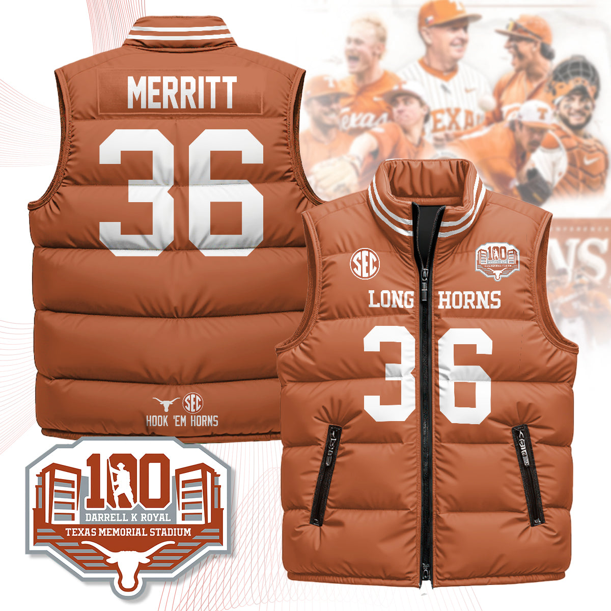 Texas Longhorns Unisex Puffer Vest