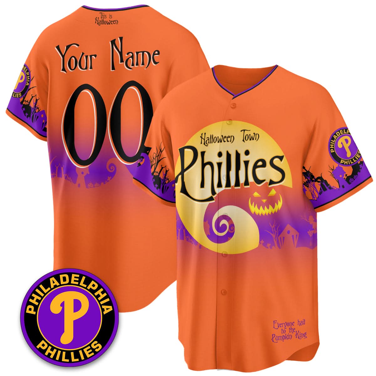 Philadelphia Phillies "Halloween Town" Limited Custom Jersey - Stitched