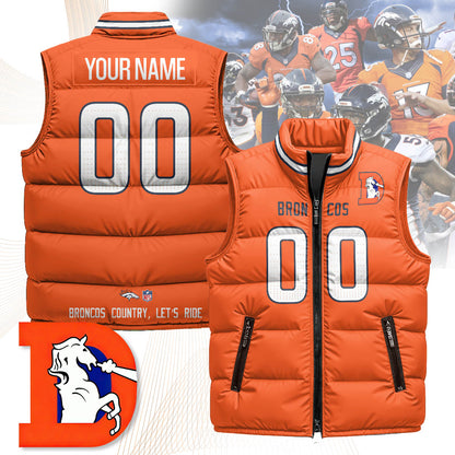Personalized Denver Broncos Unisex Puffer Vest