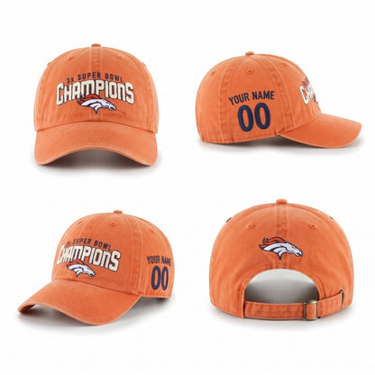 DEN 3x Super Bowl Champions Custom Wash Hat - Embroidered