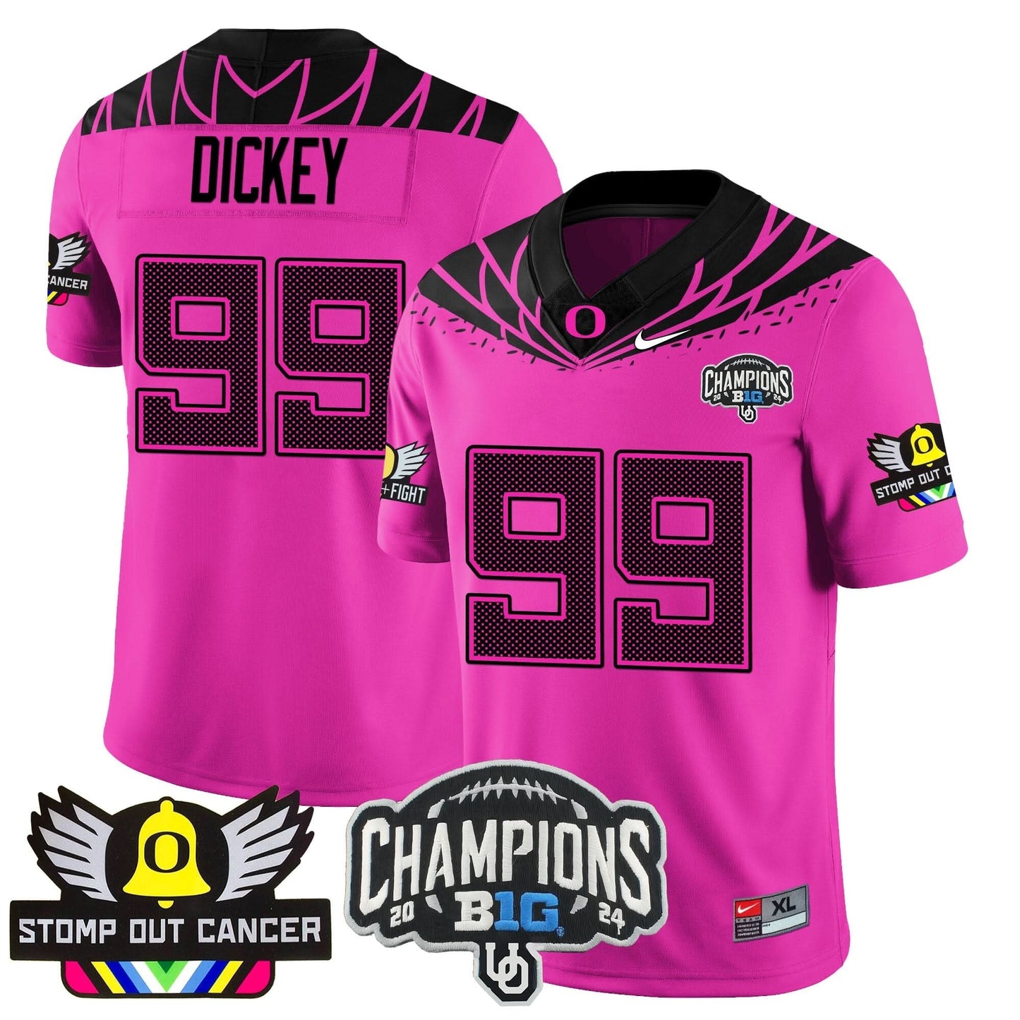 Oregon Alternate 2024 Big Ten Champions Jersey V2 - All Stitched