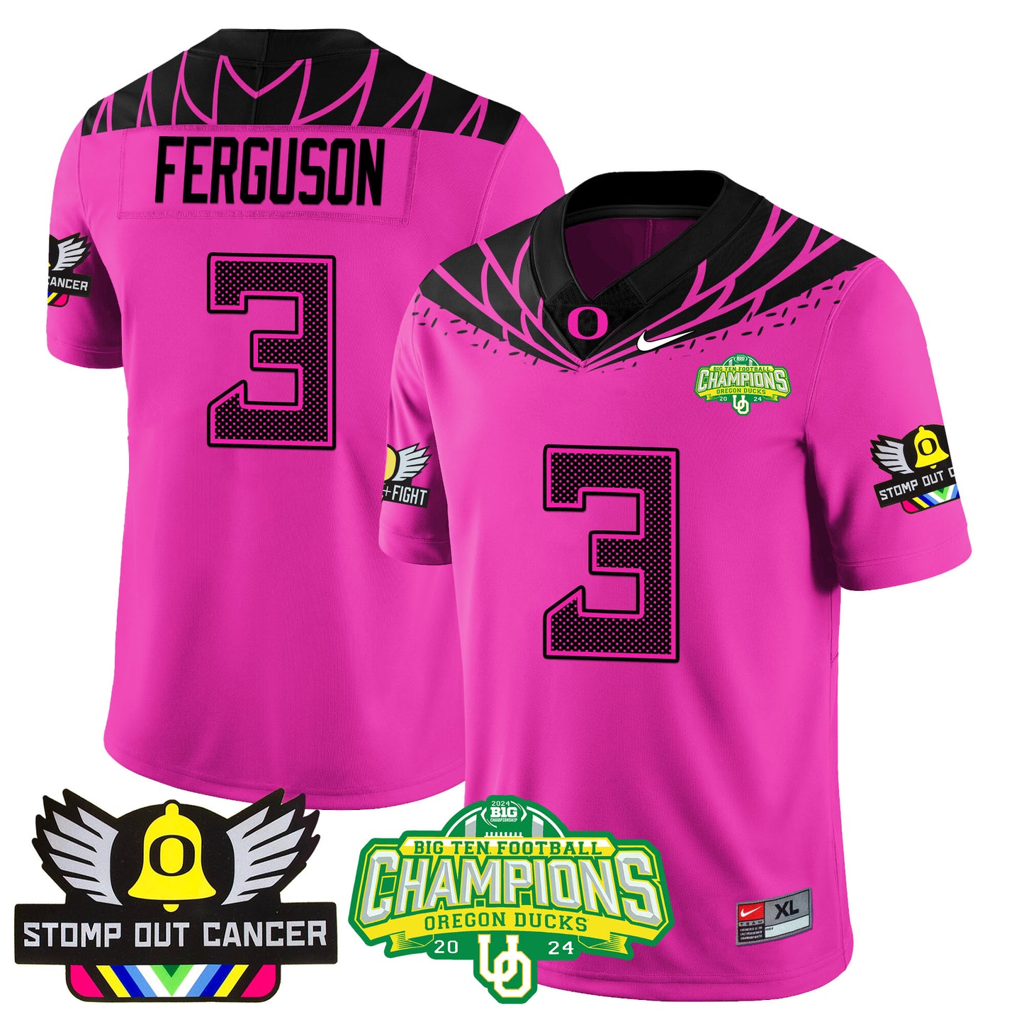 Oregon Alternate 2024 Big Ten Champions Jersey V3 - All Stitched