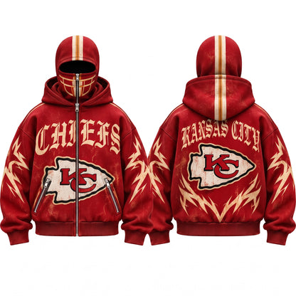 KC Gothic Style Mask Zip Up Hoodie - Printed V1