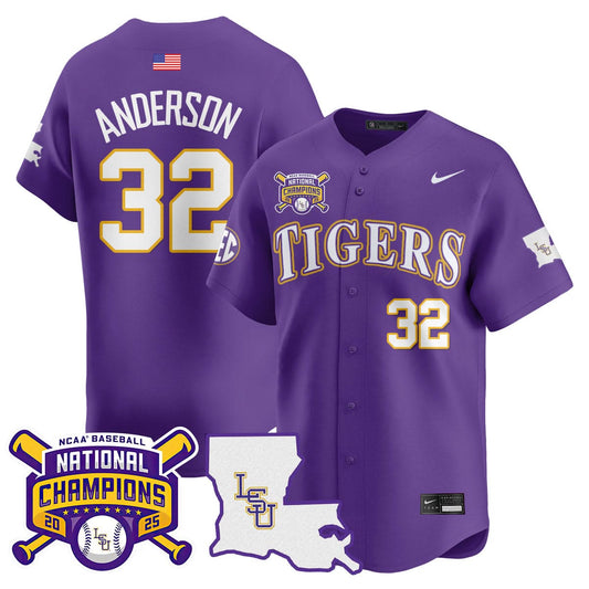 LSU Tigers 2025 College World Series Champions Limited Jersey - All Stitched