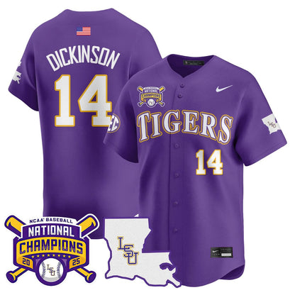 LSU Tigers 2025 College World Series Champions Limited Jersey - All Stitched