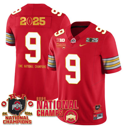 Ohio State Buckeyes 'Heritage Stripe' 2025 CFP Patch - National Champions Jersey N6 - All Stitched