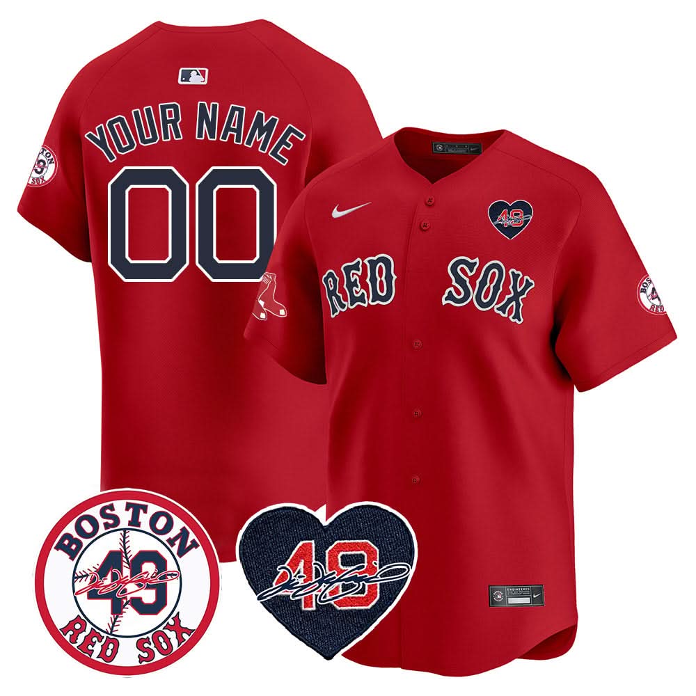 Red Sox Custom Jersey - Memorial Patch - All Stitched