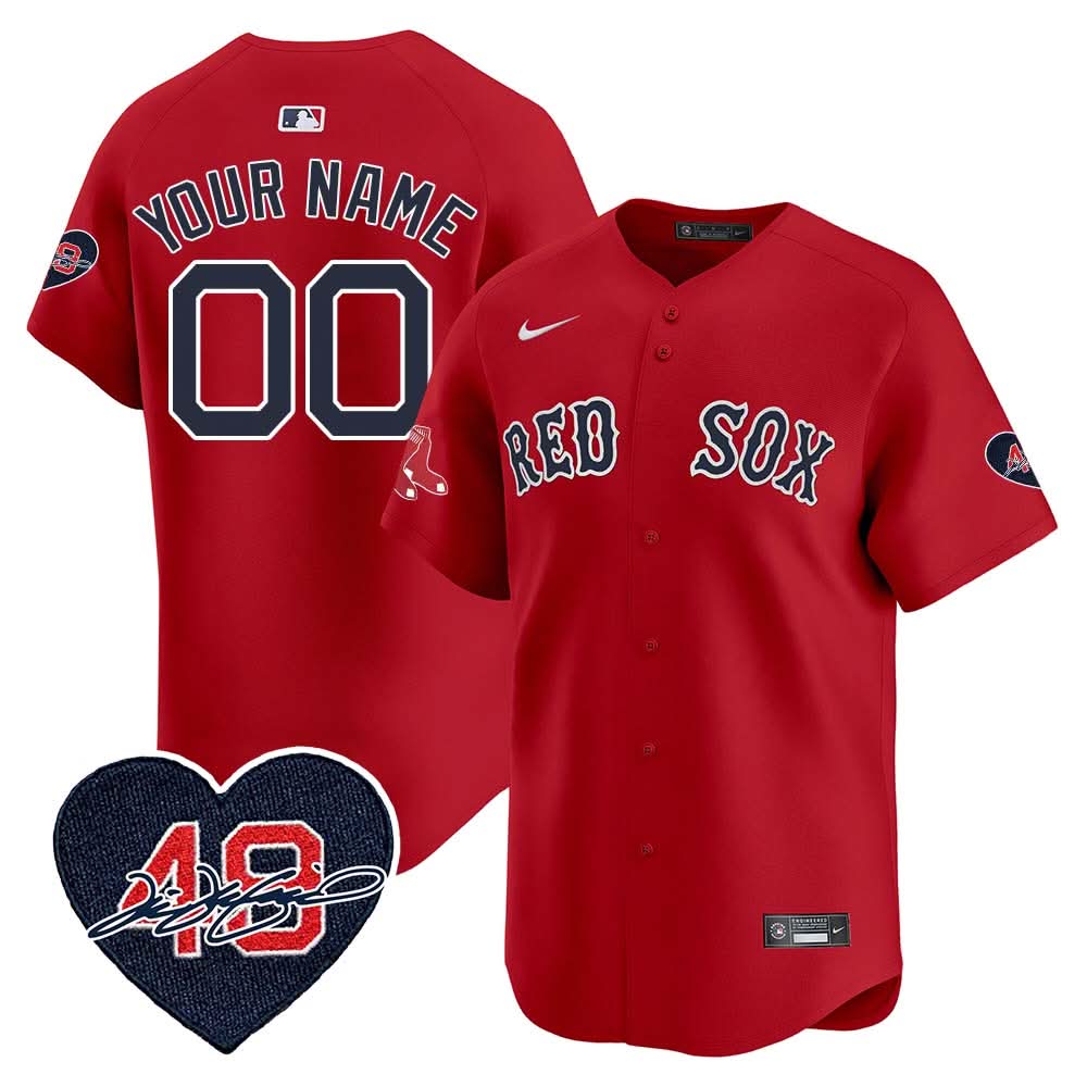 Red Sox Custom Jersey - Memorial Patch - All Stitched