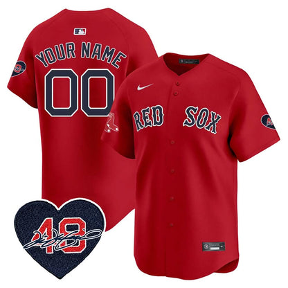 Red Sox Custom Jersey - Memorial Patch - All Stitched