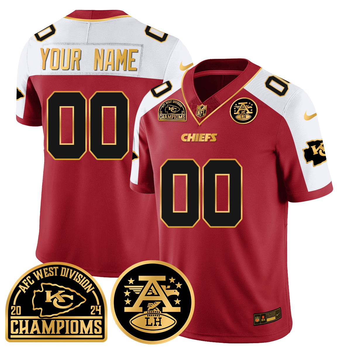 Custom Chiefs 2024 AFC West Champs Jersey - All Stitched