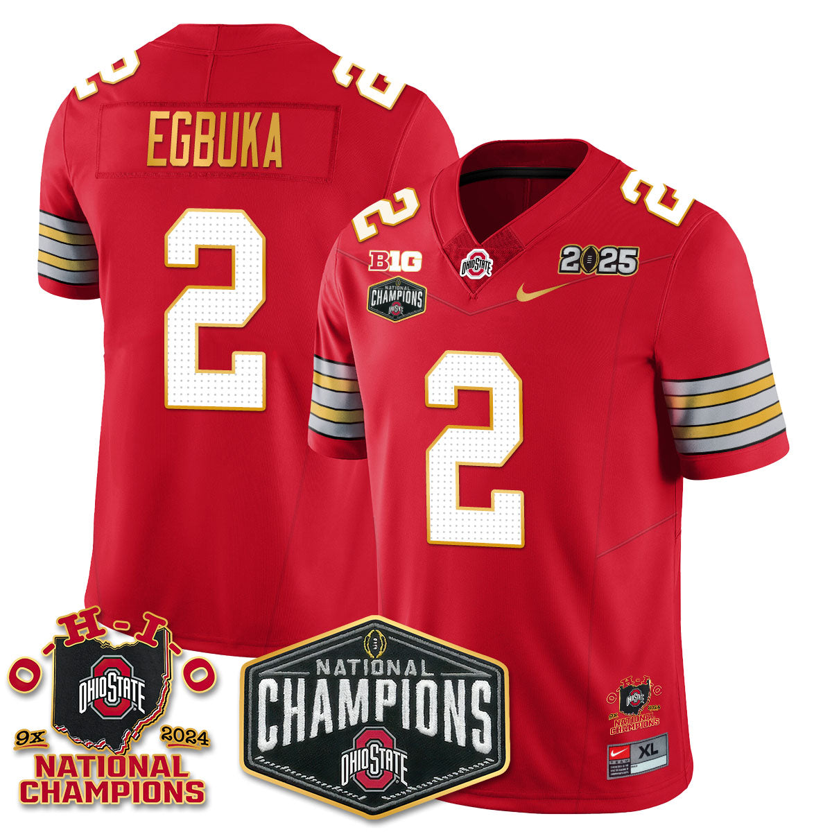 Ohio State Buckeyes 'Heritage Stripe' 2025 CFP Patch - National Champions Jersey N8 - All Stitched