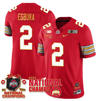 Ohio State Buckeyes 'Heritage Stripe' 2025 CFP Patch - National Champions Jersey N6 - All Stitched