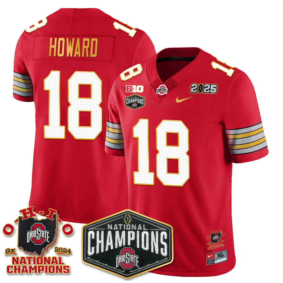 Ohio State Buckeyes 'Heritage Stripe' 2025 CFP Patch - National Champions Jersey N8 - All Stitched