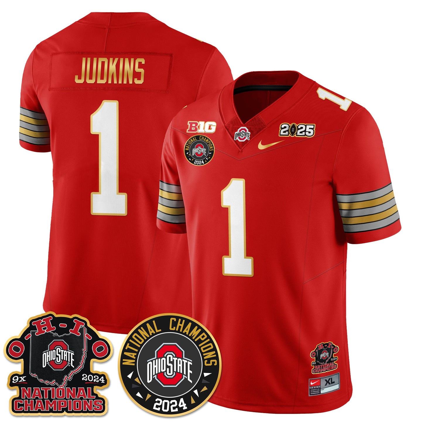 Ohio State Buckeyes 'Heritage Stripe' 2025 CFP Patch - National Champions Jersey N5 - All Stitched