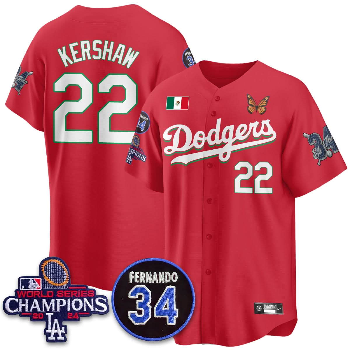 Los Angeles Dodgers Mexican "For 34" Jersey - All Stitched