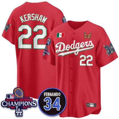 Los Angeles Dodgers Mexican "For 34" Jersey - All Stitched