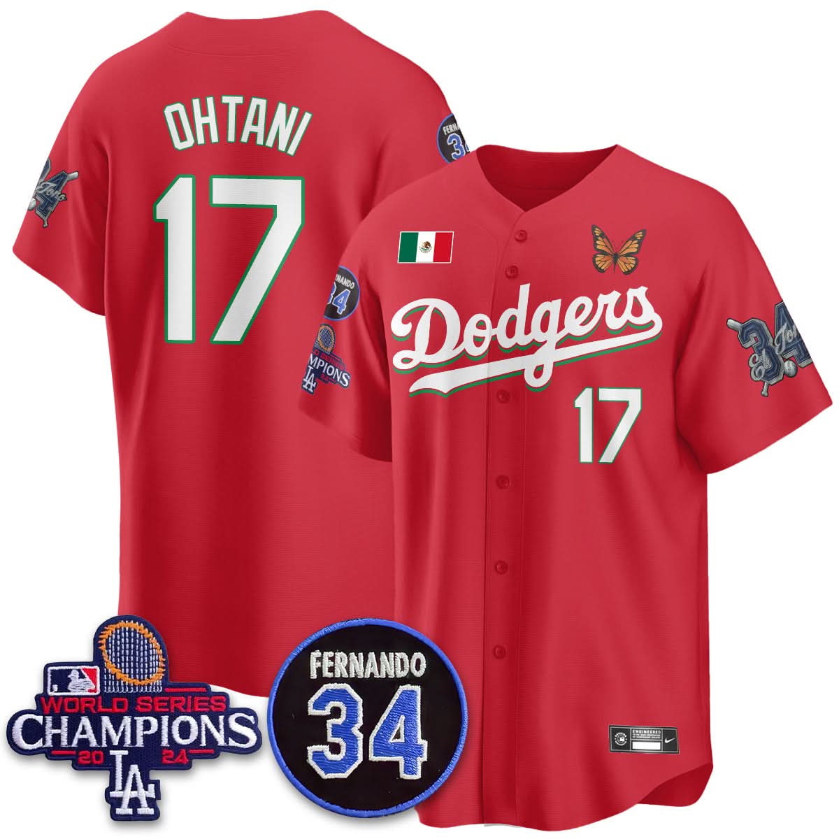 Los Angeles Dodgers Mexican "For 34" Jersey - All Stitched