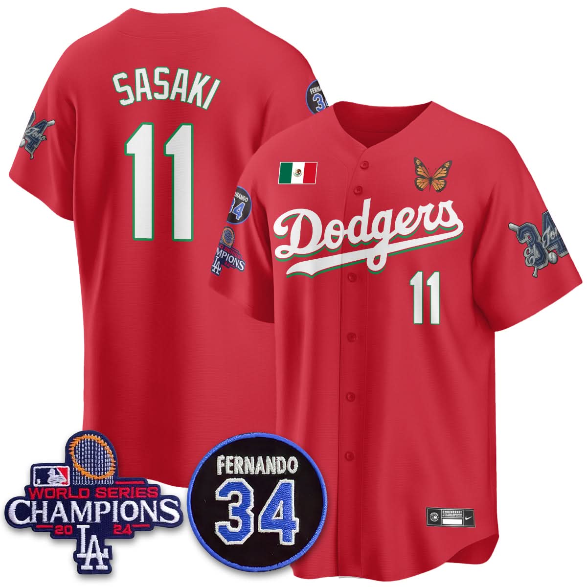 Los Angeles Dodgers Mexican "For 34" Jersey - All Stitched