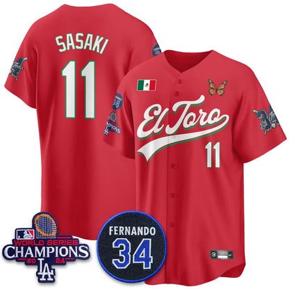 Los Angeles Dodgers Mexican "El Toro" Jersey - All Stitched
