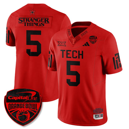 TTU Stranger Things Vapor Limited Football Jersey - Orange Bowl - All Stitched