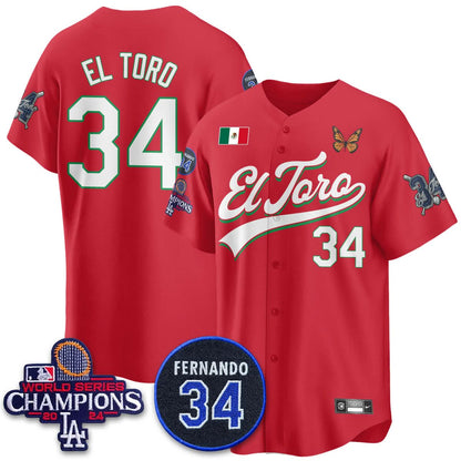 Los Angeles Dodgers Mexican "El Toro" Jersey - All Stitched