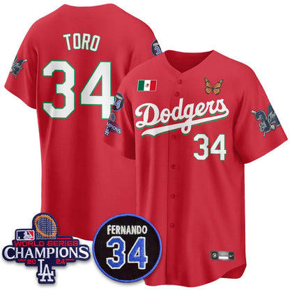 Los Angeles Dodgers Mexican "For 34" Jersey - All Stitched