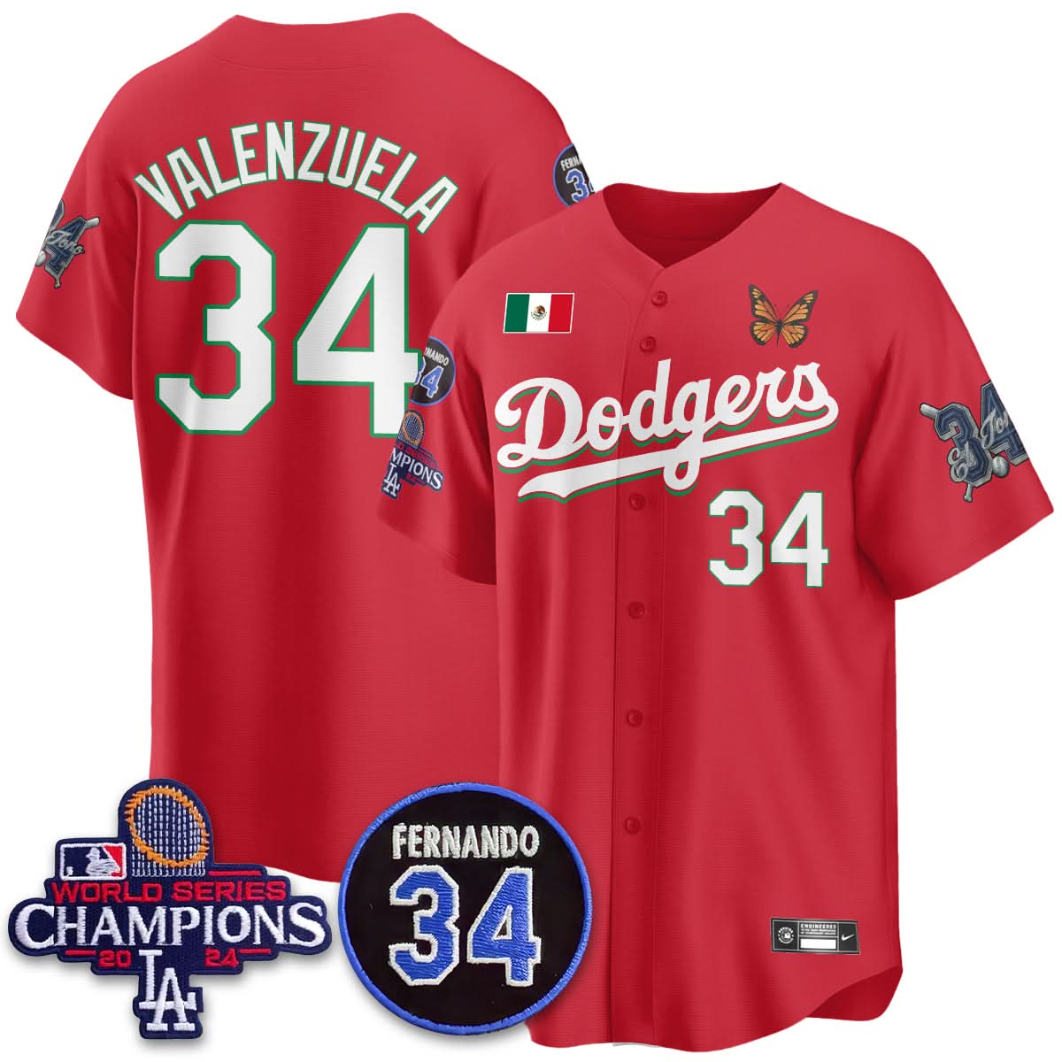 Los Angeles Dodgers Mexican "For 34" Jersey - All Stitched
