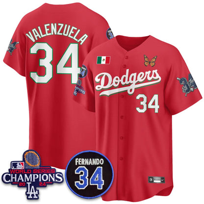 Los Angeles Dodgers Mexican "For 34" Jersey - All Stitched