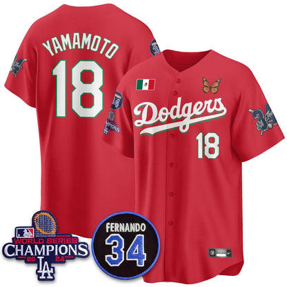 Los Angeles Dodgers Mexican "For 34" Jersey - All Stitched