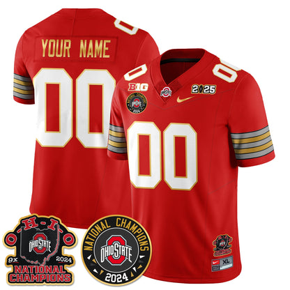 Ohio State Buckeyes 'Heritage Stripe' 2025 CFP Patch - National Champions Gold Custom Jersey N5 - All Stitched