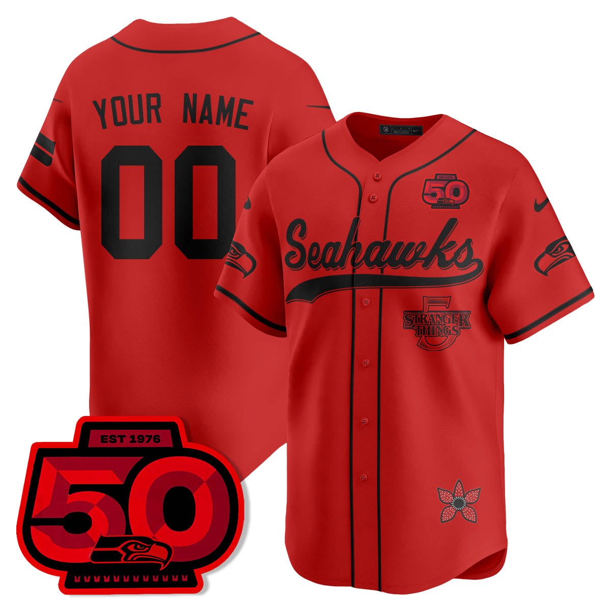 SEA Stranger Things Vapor Limited Baseball Custom Jersey - All Stitched