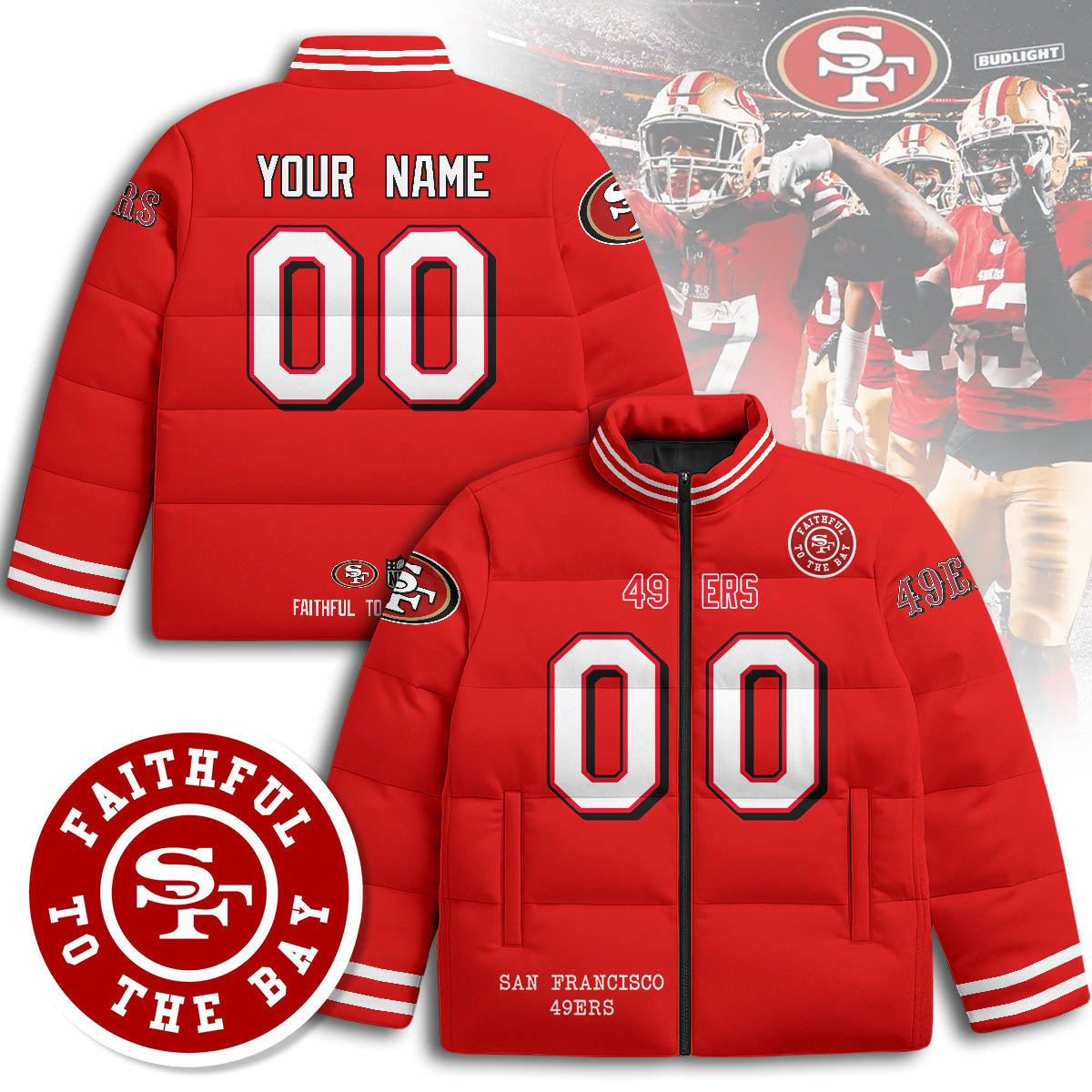 Personalized San Francisco 49ers Unisex Puffer Jacket