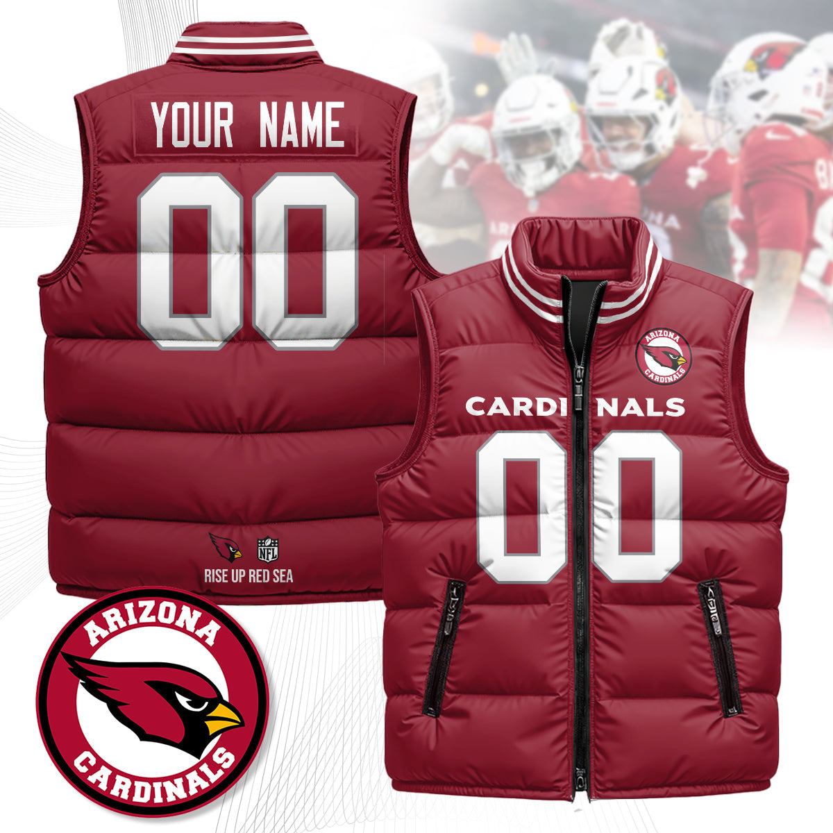 Personalized Arizona Cardinals Unisex Puffer Vest