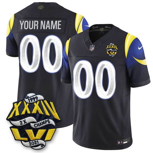LAR 2-Time Champions Patch Vapor Limited Custom Jersey - All Stitched