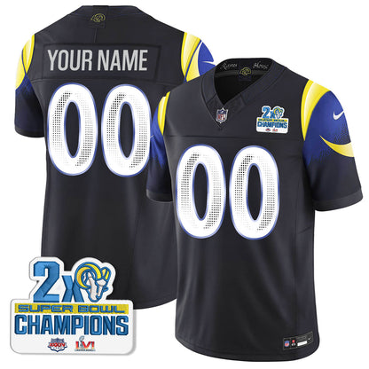 LAR 2-Time Champions Patch Vapor Limited Custom Jersey - All Stitched