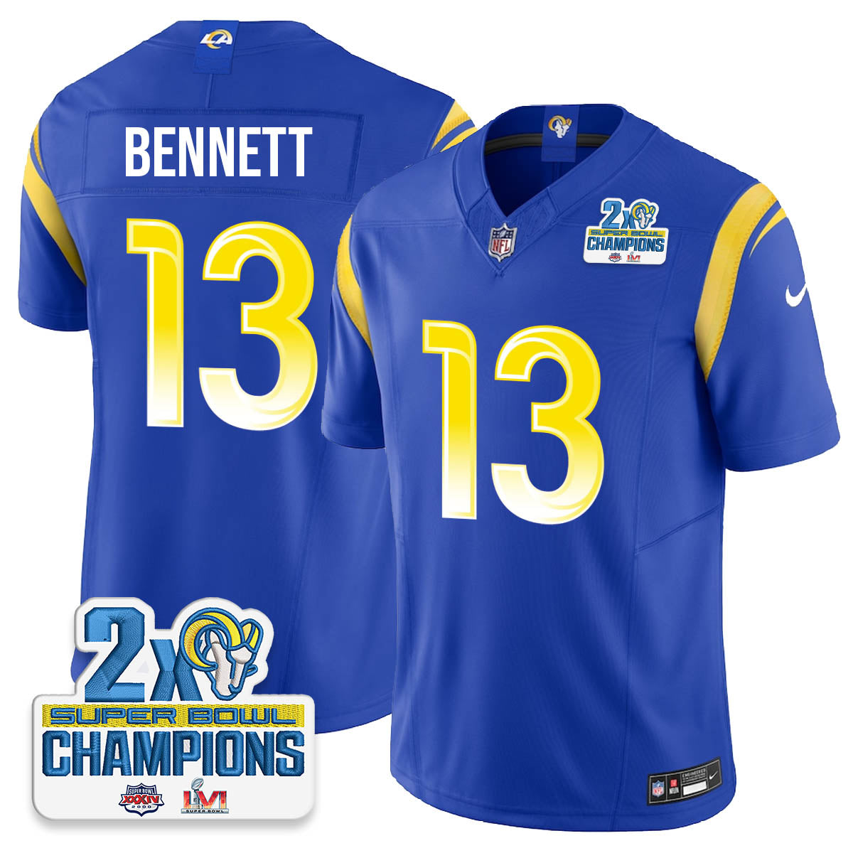 LAR 2-Time Champions Patch Vapor Limited Jersey - All Stitched