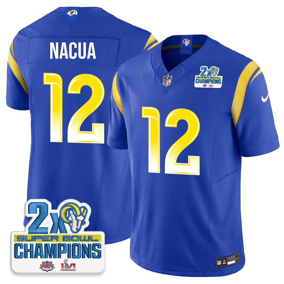 LAR 2-Time Champions Patch Vapor Limited Jersey - All Stitched