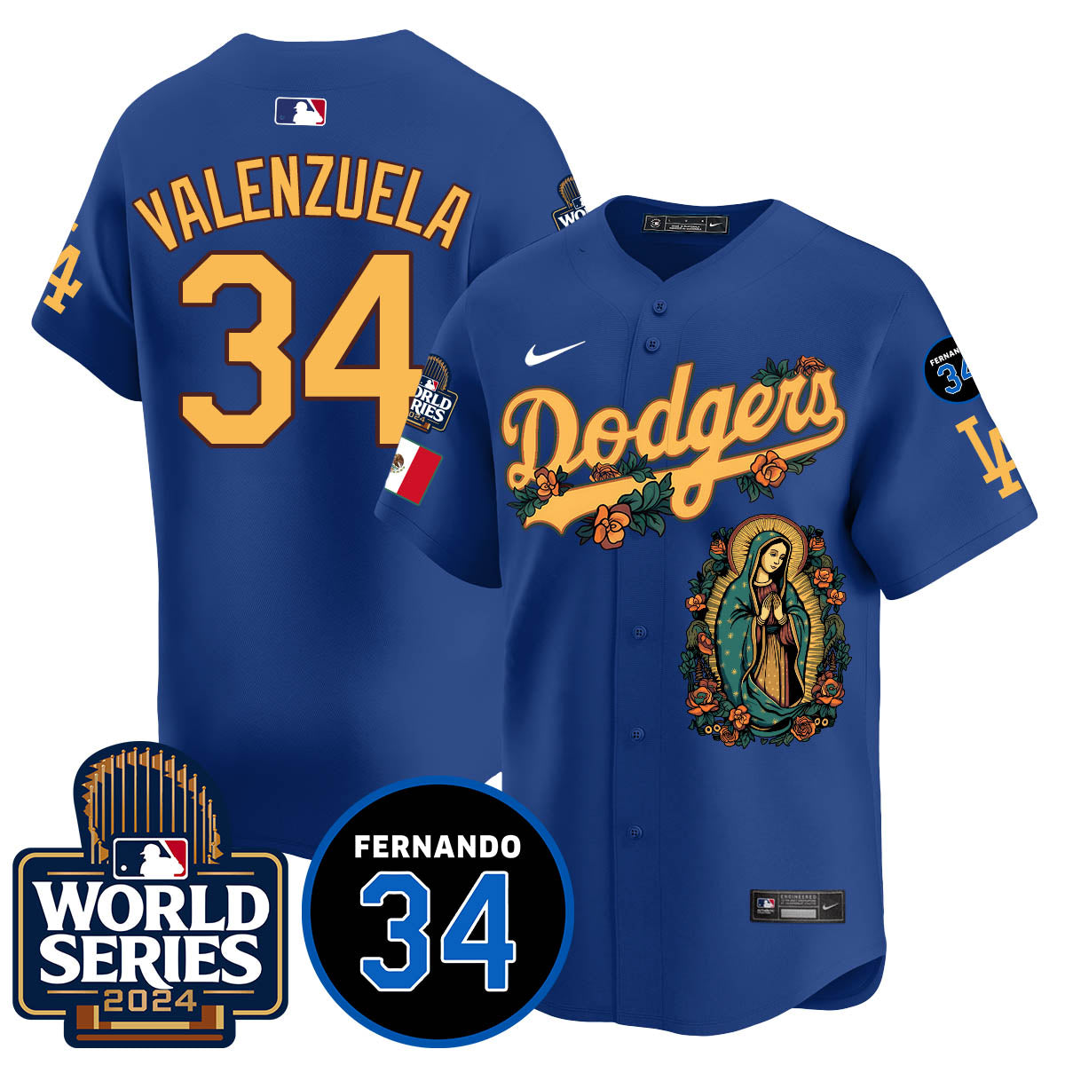 Dodgers Guadalupe - Fernando Valenzuela Memorial Jersey - All Stitched