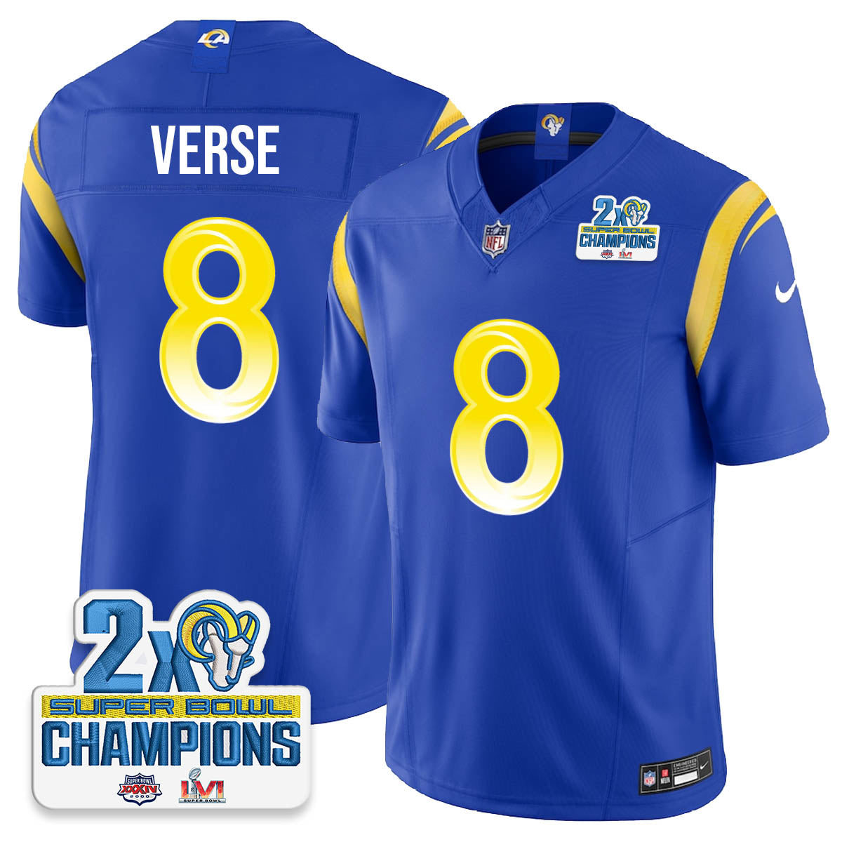 LAR 2-Time Champions Patch Vapor Limited Jersey - All Stitched