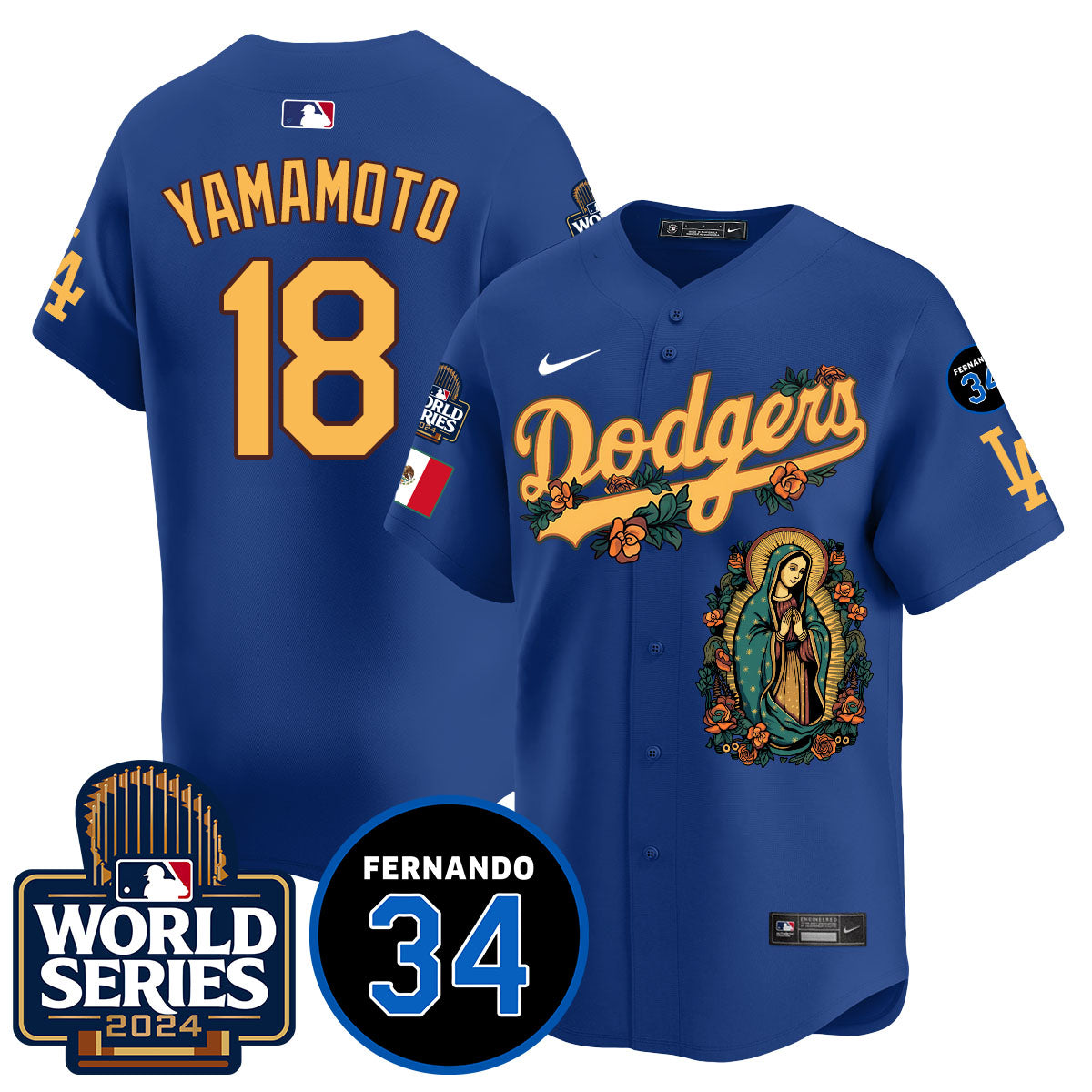 Dodgers Guadalupe - Fernando Valenzuela Memorial Jersey - All Stitched