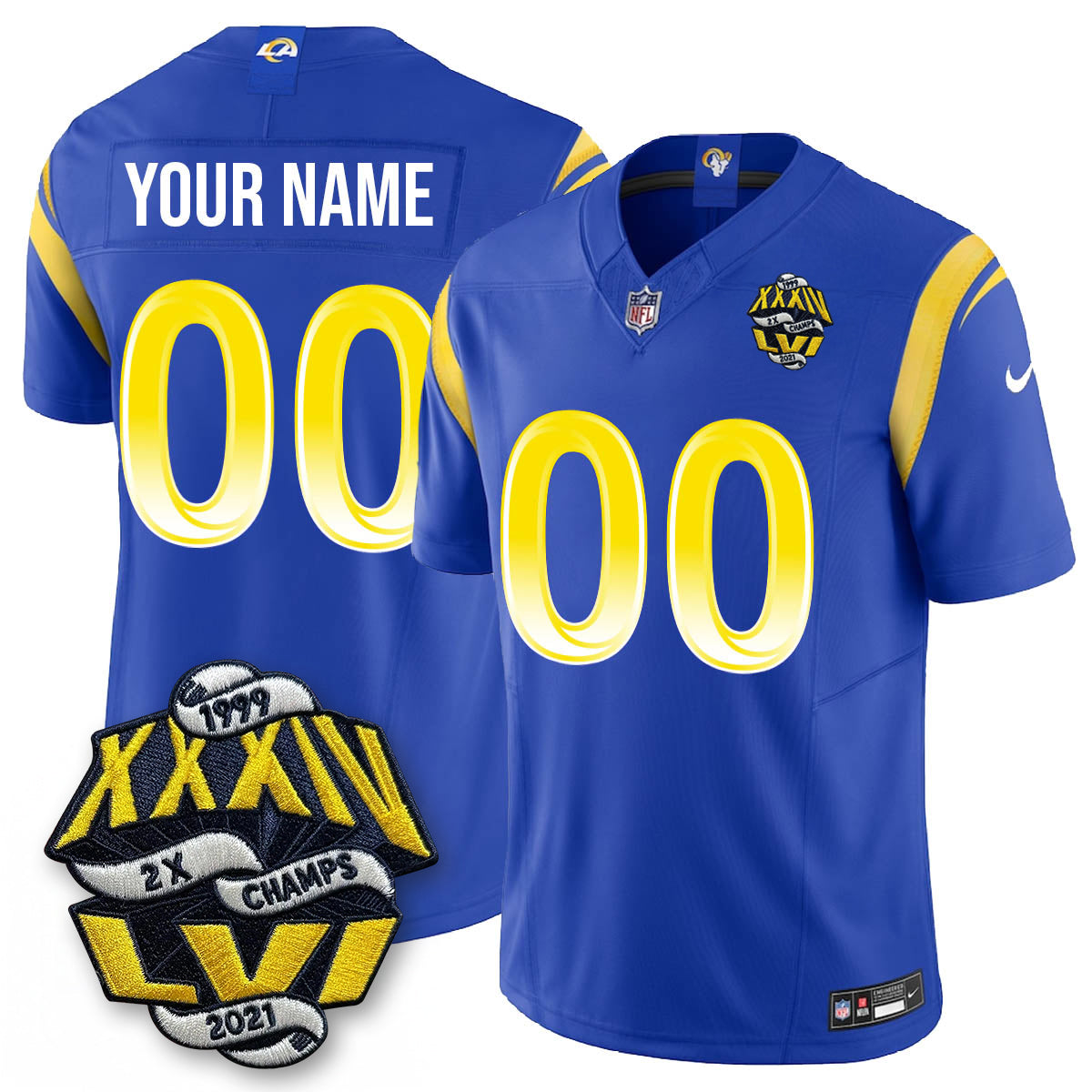 LAR 2-Time Champions Patch Vapor Limited Jersey - All Stitched