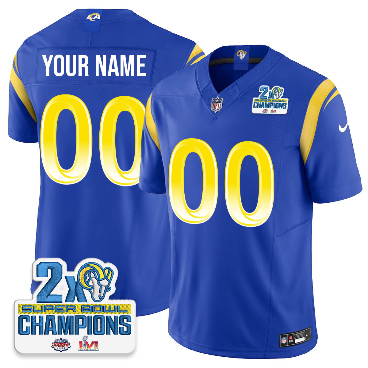 LAR 2-Time Champions Patch Vapor Limited Jersey - All Stitched
