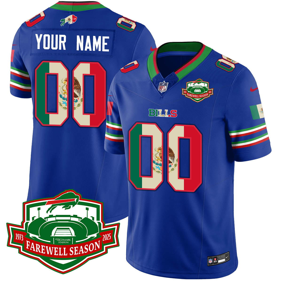 BUF Mexico Vapor Limited Custom Jersey - All Stitched