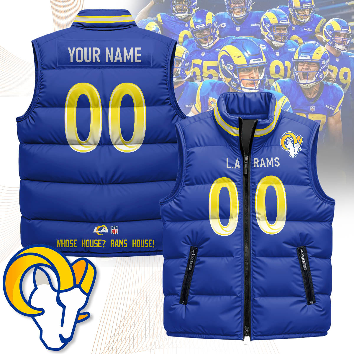 Personalized Los Angeles Rams Unisex Puffer Vest