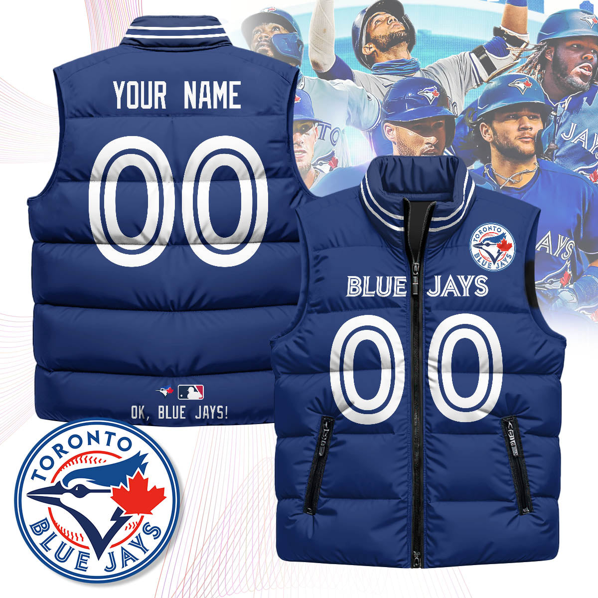 Personalized Toronto Blue Jays Unisex Puffer Vest