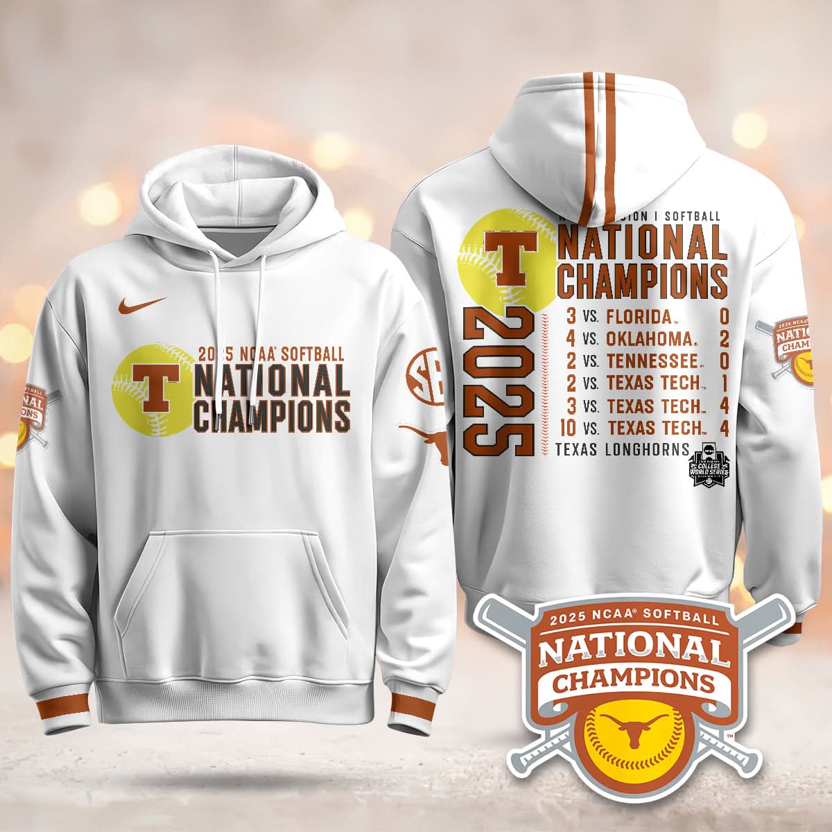 Texas Longhorns Softball 2025 World Series Champions Hoodie - Printed