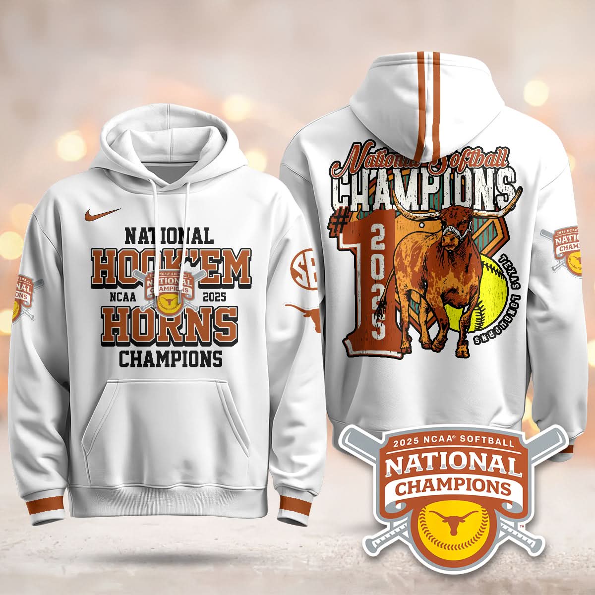 Texas Longhorns Softball 2025 World Series Champions Hoodie - Printed