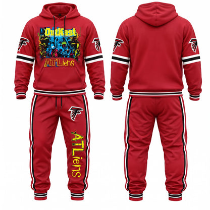 Atlanta Falcons ATliens Streetwear Hoodie Pants Set - Printed