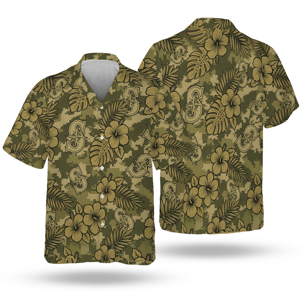 SEA Special Armed Forces Hawaiian Design Button Shirt V4